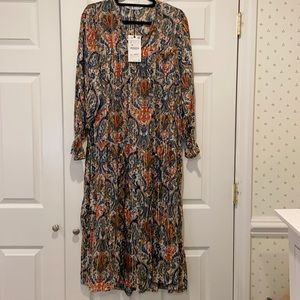 Zara Metallic Gold Paisley Maxi Dress S